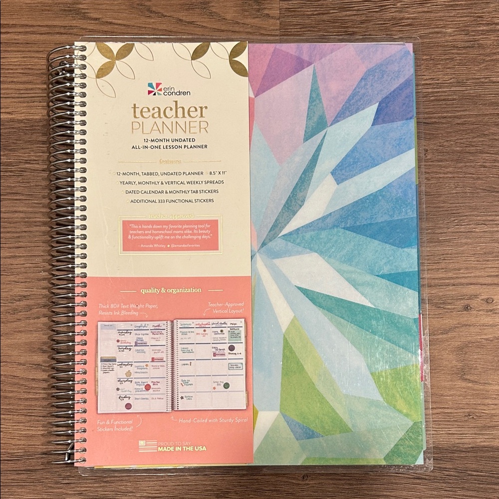 Erin Condren Teacher Planner with Pastel Geometric Design